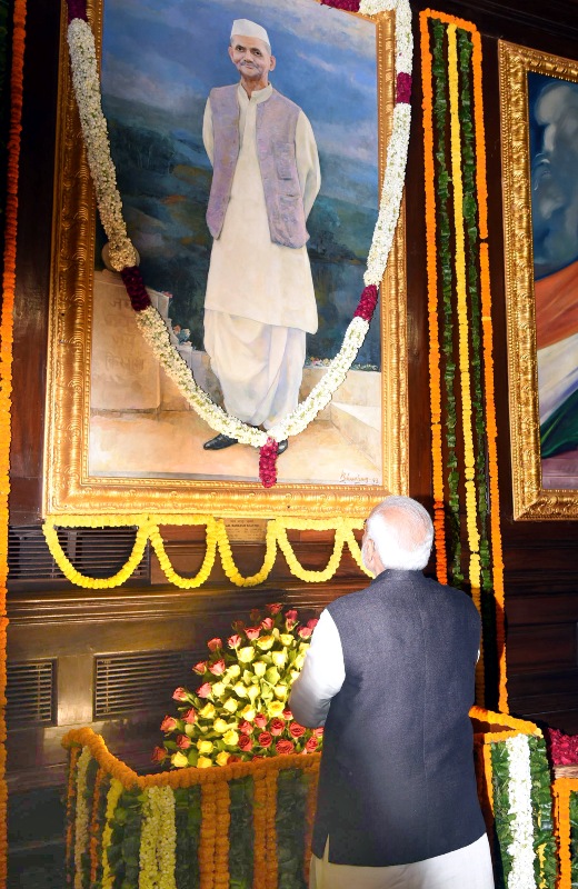 PM Modi pays homage to Lal Bahadur Shastri on latter's birthday at Parliament House