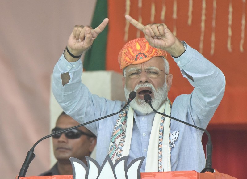 PM Modi at an election rally in Darbhanga, Bihar