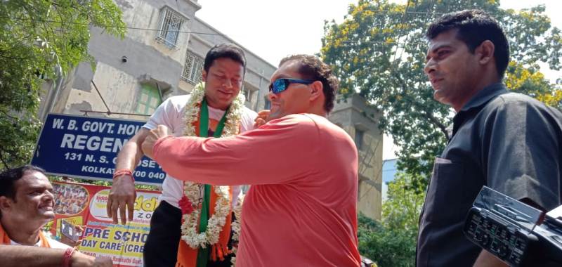 The Great Khali campaigns for BJP in Kolkata