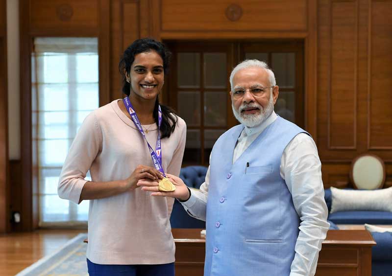 World Champion PV Sindhu meets PM Narendra Modi