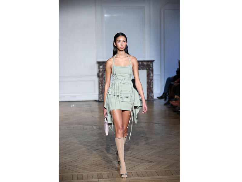 Models walk for designer Afterhomework in Paris Fashion Week