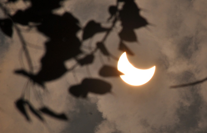 Partially eclipsed Sun on solar eclipse day in Kolkata