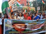 Members of Bharat Tibet Sahyog Manch West Bengal celebrate Abhinandan's release