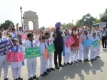 Students celebrate 550th year of Sikh religion's foundation in New Delhi