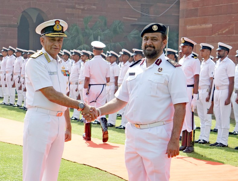 Major General (Navy) Abdullah Bin Hassan Al-Sulaiti, Commander Qatari Emiri Naval Forces inspects guard of honour 