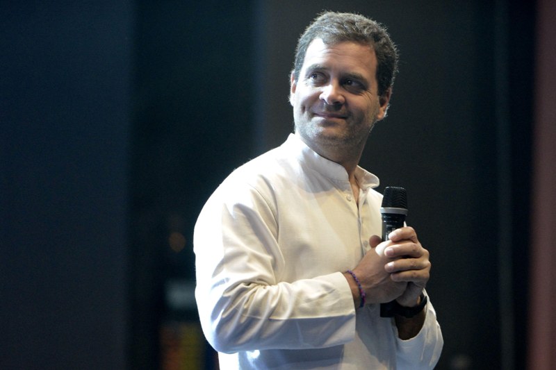 Rahul Gandhi interacts with students in Imphal