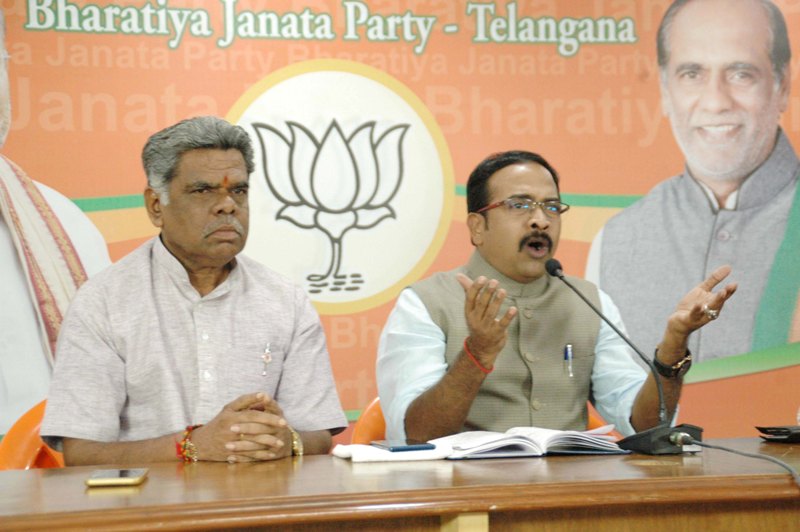 Telangana BJP Chief K Krishna Saagar Rao addresses media in Hyderabad