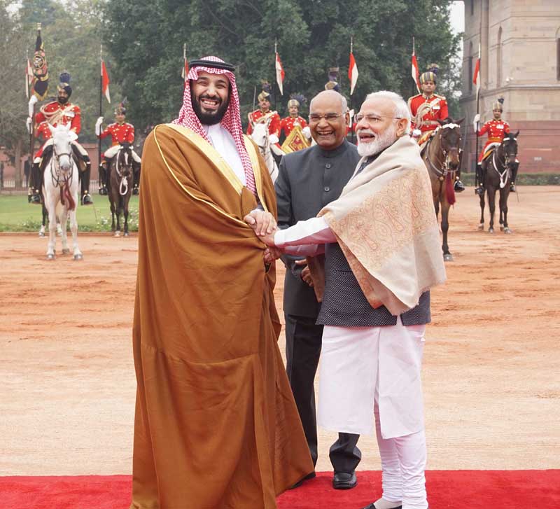 President Kovind, PM Modi receive Saudi Crown Prince Mohammed Bin Salman at Rashtrapati Bhavan