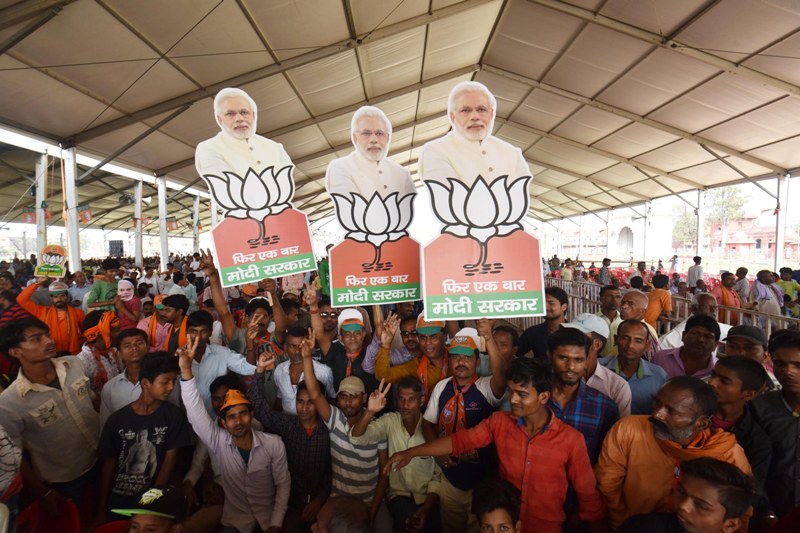 PM Modi at an election rally in Darbhanga, Bihar