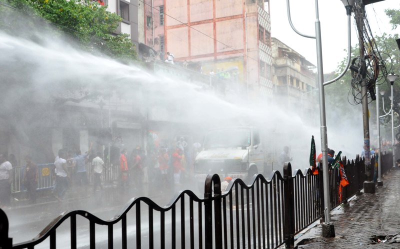 Police teargas, use water cannons to disperse Bengal BJP march towards Lalbazar