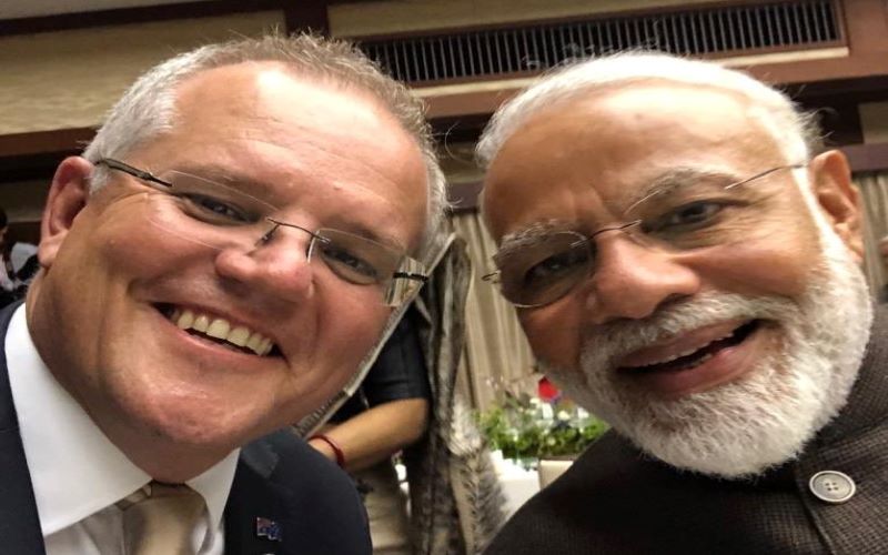 Australian PM Scott Morrison clicks selfie with Narendra Modi