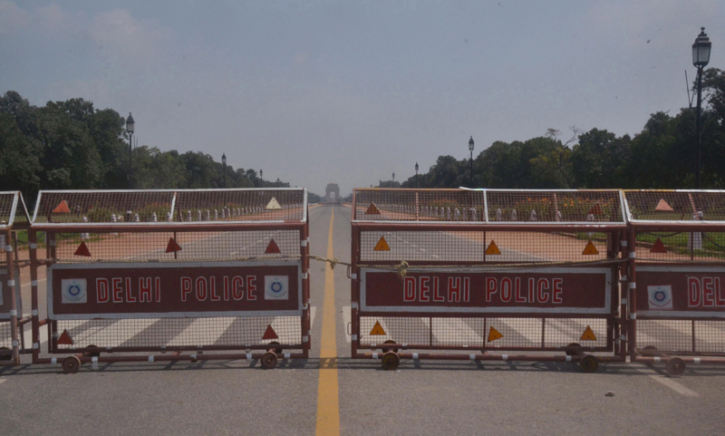 Rajpath barricaded near India Gate amid Covid19 pandemic in New Delhi