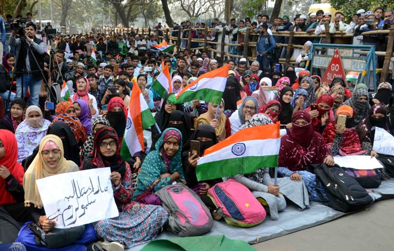 Students sit in dharna against NRC, CAA in Kolkata