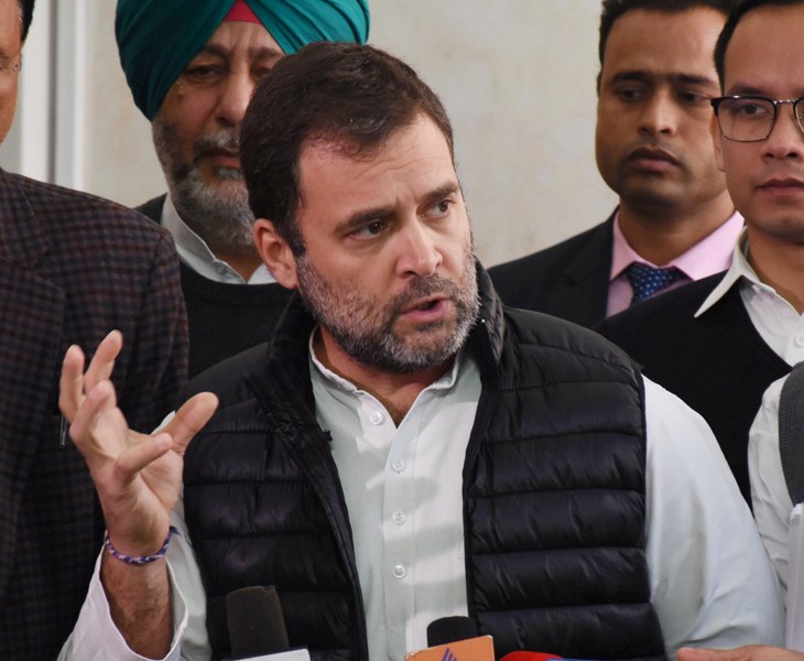 Rahul Gandhi addresses reporters in Parliament House