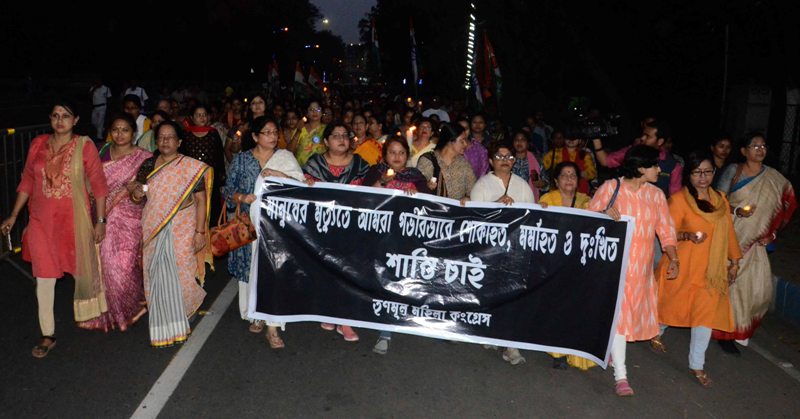 Trinamool Mahila Congress activists take out rally over Delhi violence
