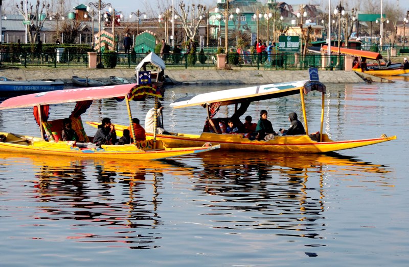 Tourists enjoy Shikara ride in Srinagar
