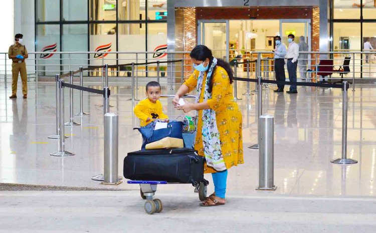 Repatriate migrants leave Kannur International Airport after coming from Kuwait