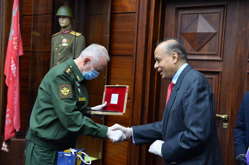 Defence Secretary Dr Ajay Kumar meeting with Deputy Defence Minister of Russia.