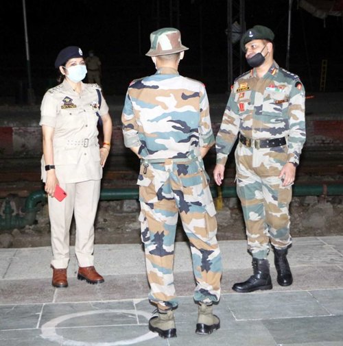 Patrolling during mock drill at Jammu Tawi Railway Station