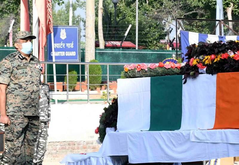 Tributes to CRPF jawan during a wreath-laying ceremony