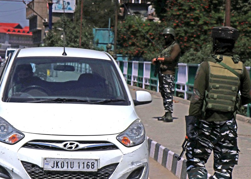 Security forces's vigil in Srinagar