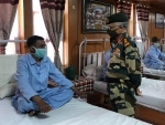 Indian Army Chief General M M Naravane interacts with soldiers in hospital