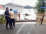 A view of roads in Aluva town submerged under water