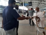 Distribution of face masks in Chennai airport