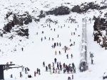 People ski at Whakapapa ski field in New Zealand