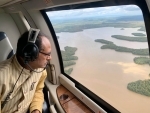 MP Chief Minister Shivraj Singh Chouhan conducting an aerial survey of flooded areas