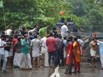 Thiruvananthapuram: Police using water cannon to disperse BJP Yuva Morcha