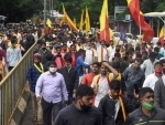 Protest demanding reinstallation of Rayanna statue in Belagavi
