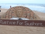 Renowned sand artist Sudarsan Pattnaik creates sand art demanding 'Justice for Sushant' at Puri beach