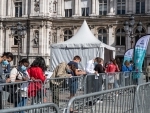 Paris: People queue up at a temporary screening center for COVID-19 PCR tests