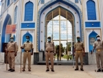 Policemen guarding Talkatora Karbala gate amid restrictions on Muharram processions in Lucknow