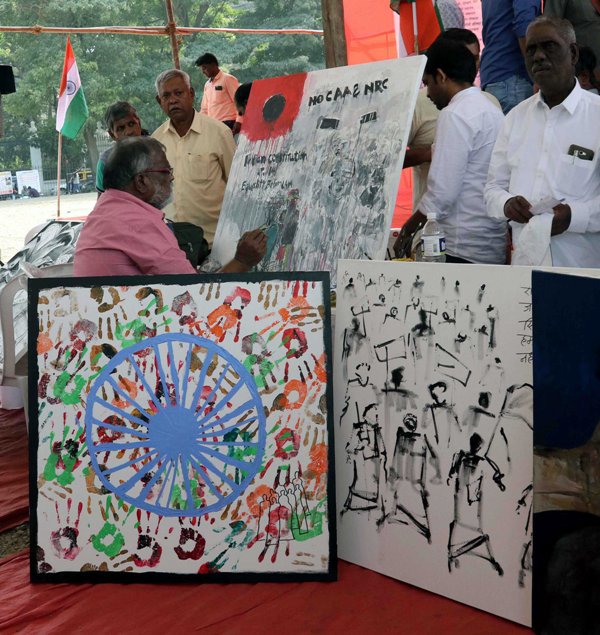 Mumbai: Artists make painting to protest against NRC, CAA