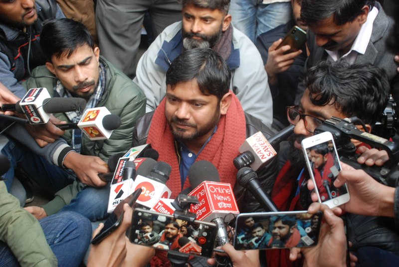 Kanhaiya Kumar addresses media against attack at JNU campus