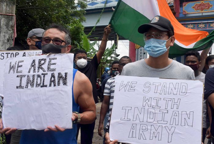 Indians of Chinese origin protest against Chinese aggression