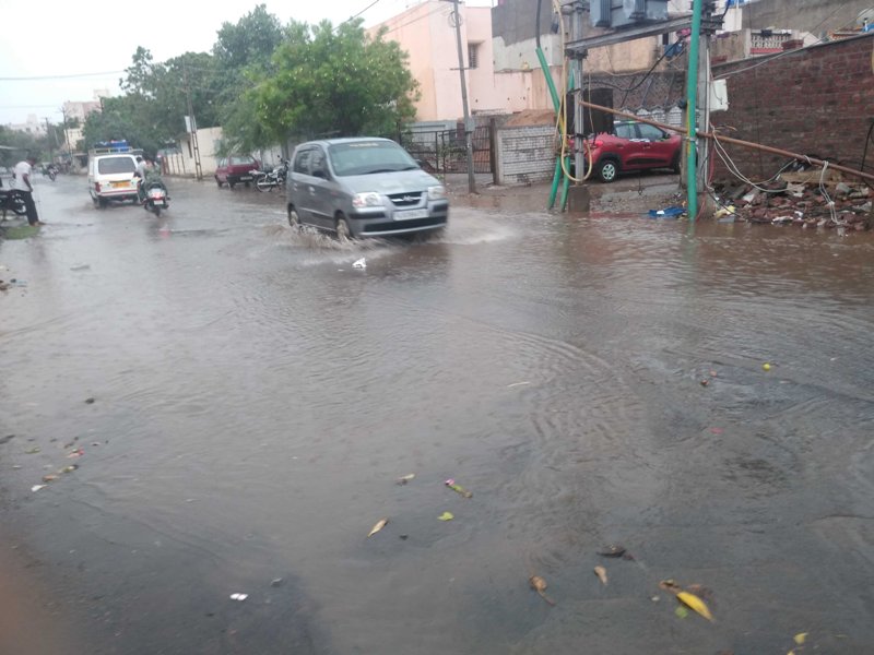 Waterlogged streets in Rajkot