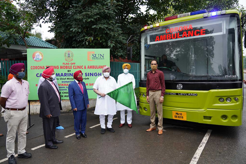 Punjab CM Amarinder Singh flags off Corona Mobile Testing Clinic and Ambulance