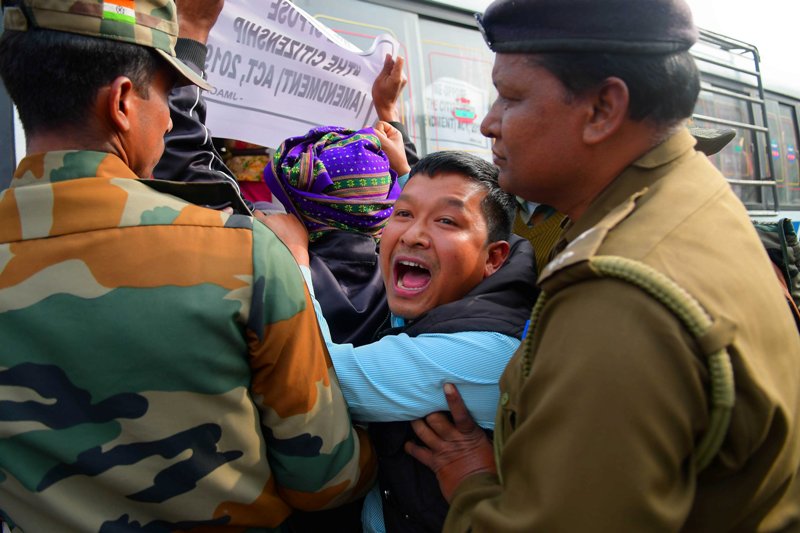 Demonstrators oppose CAA in Agartala
