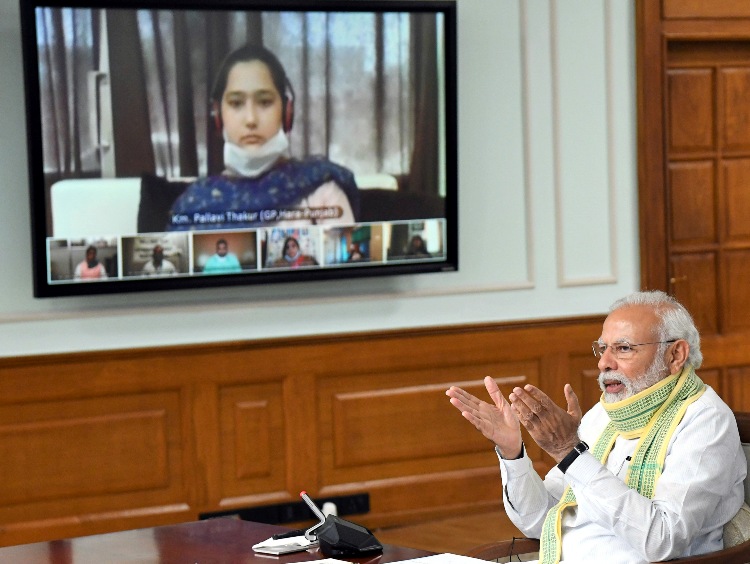 PM Modi interacts with Sarpanchs