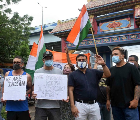 Indians of Chinese origin protest against Chinese aggression
