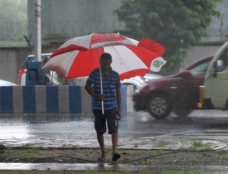Rain-drenched Esplanade area in Kolkata