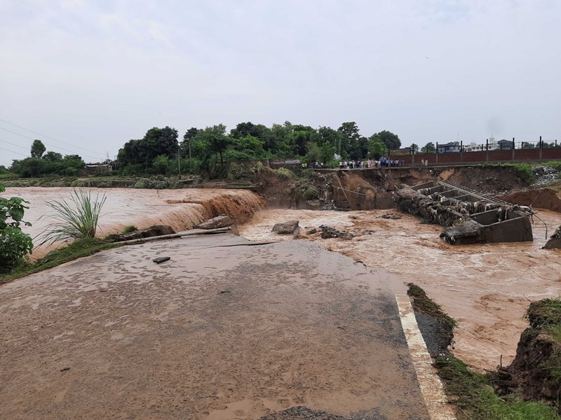 Bridge washed away due to rains in Jammu and Kashmir