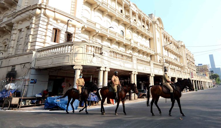Mounted Police patrol at central Kolkata