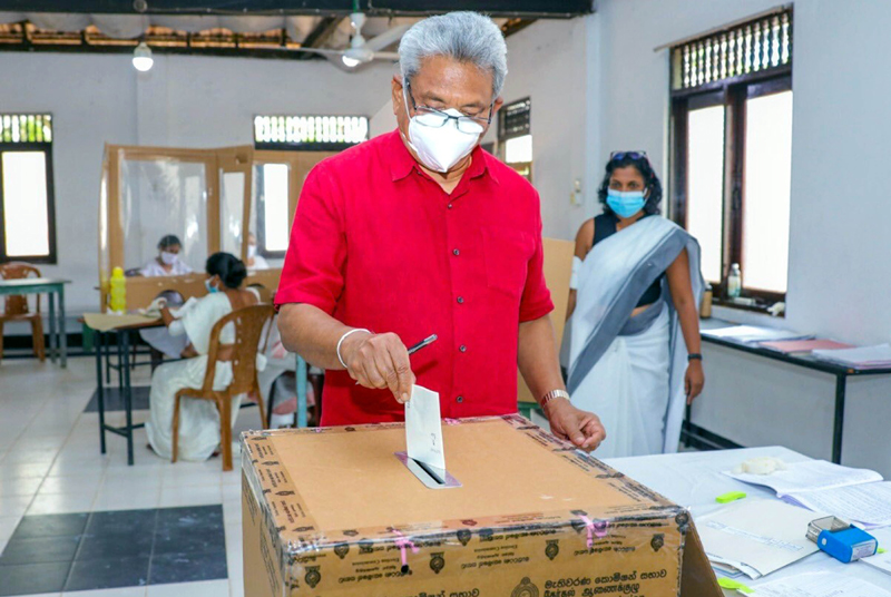 Sri Lankan President, Gotabaya Rajapaksa casts his vote