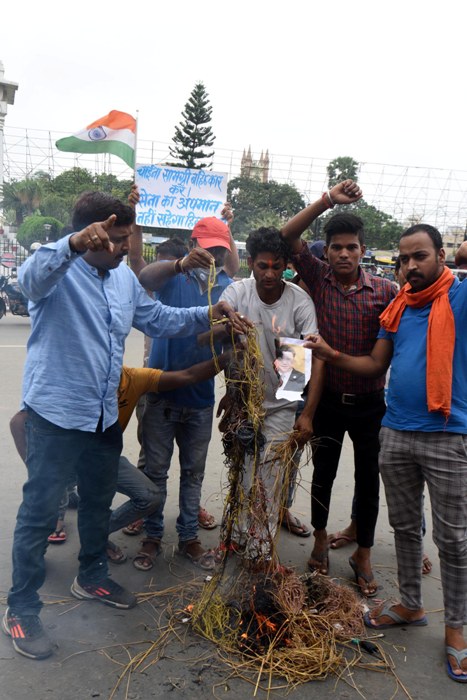 Demonstrators reject Chinese products during protest in Patna