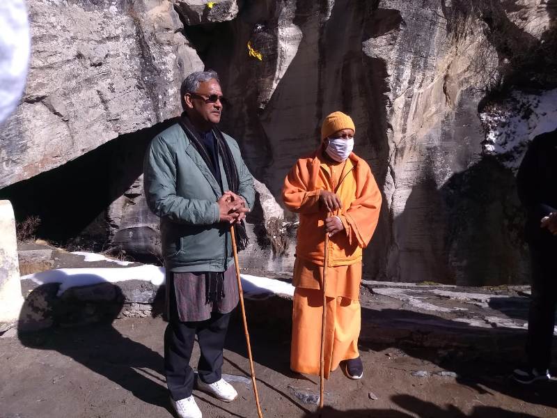 UP Chief Minister Yogi Adityanath today visited Badrinath shrine and Mana village.