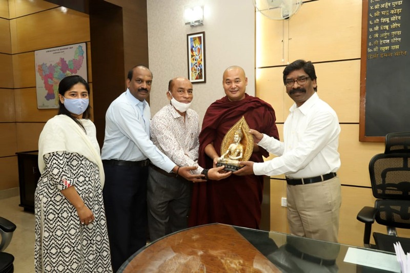 Buddhist monks meet Jharkhand CM Hemant Soren in Ranchi